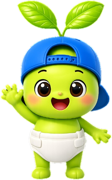 Kongi, the sprout friend in a backwards cap